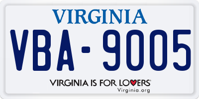 VA license plate VBA9005