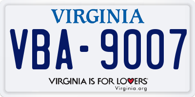 VA license plate VBA9007