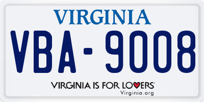 VA license plate VBA9008