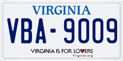 VA license plate VBA9009