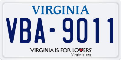 VA license plate VBA9011