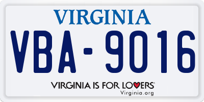 VA license plate VBA9016