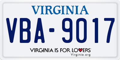 VA license plate VBA9017