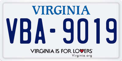VA license plate VBA9019