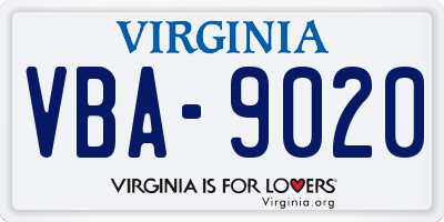 VA license plate VBA9020