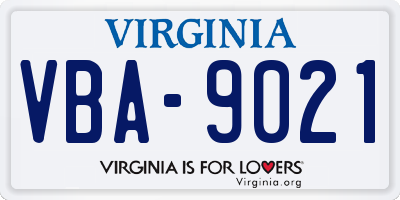VA license plate VBA9021