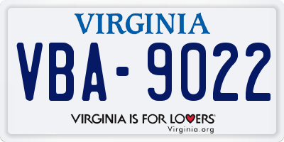 VA license plate VBA9022