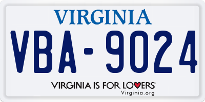 VA license plate VBA9024