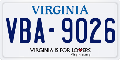 VA license plate VBA9026