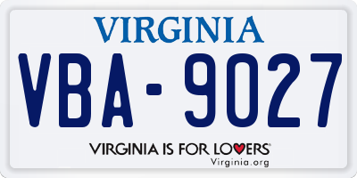 VA license plate VBA9027