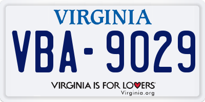 VA license plate VBA9029
