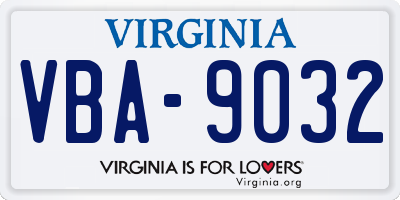 VA license plate VBA9032