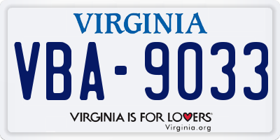 VA license plate VBA9033