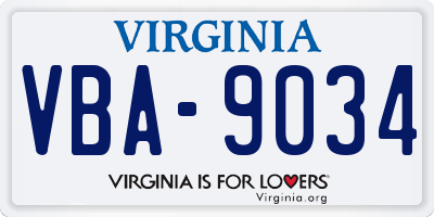 VA license plate VBA9034