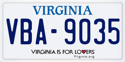 VA license plate VBA9035