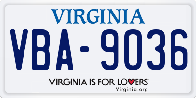 VA license plate VBA9036