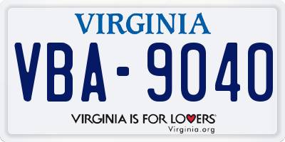 VA license plate VBA9040