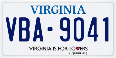 VA license plate VBA9041