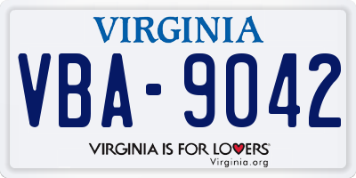 VA license plate VBA9042