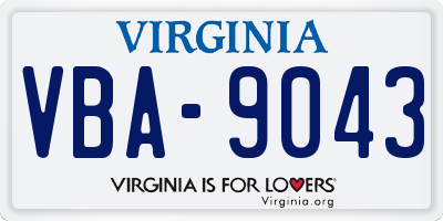 VA license plate VBA9043