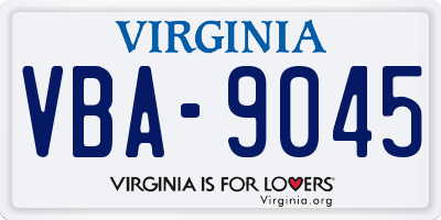 VA license plate VBA9045
