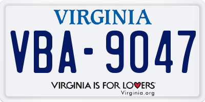 VA license plate VBA9047