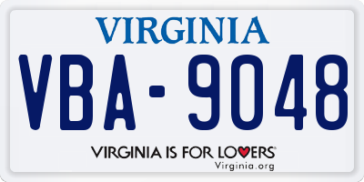 VA license plate VBA9048