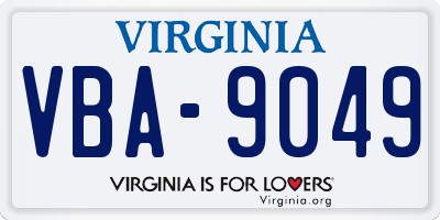 VA license plate VBA9049