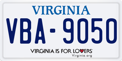 VA license plate VBA9050