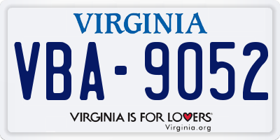 VA license plate VBA9052