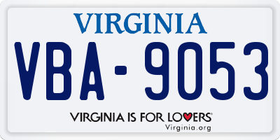 VA license plate VBA9053
