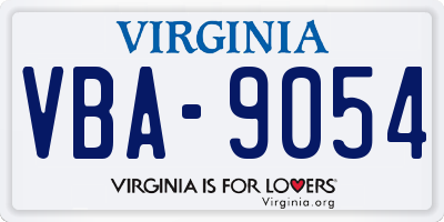 VA license plate VBA9054