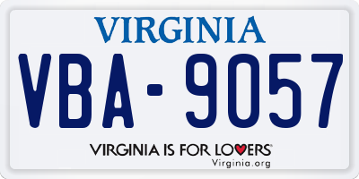 VA license plate VBA9057
