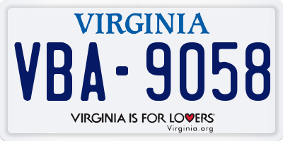 VA license plate VBA9058
