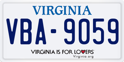 VA license plate VBA9059