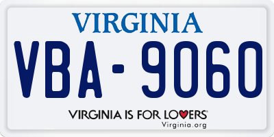VA license plate VBA9060