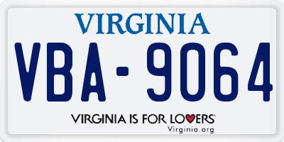 VA license plate VBA9064