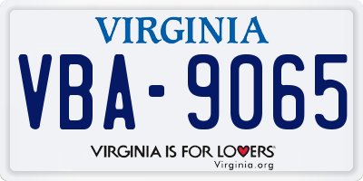 VA license plate VBA9065