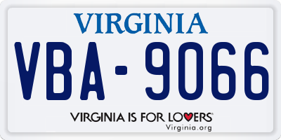 VA license plate VBA9066