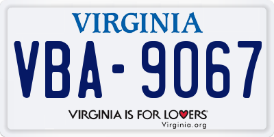 VA license plate VBA9067