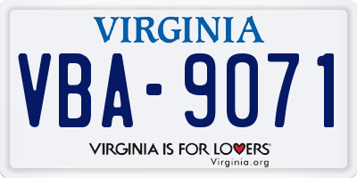 VA license plate VBA9071
