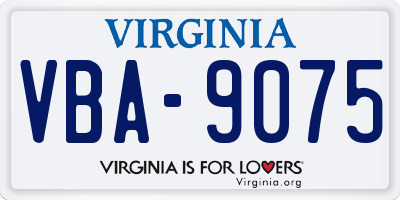 VA license plate VBA9075