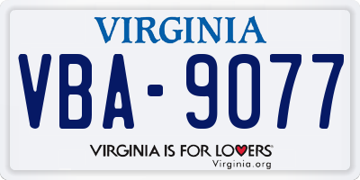 VA license plate VBA9077