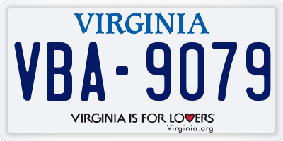 VA license plate VBA9079