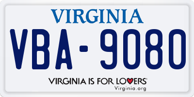 VA license plate VBA9080