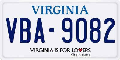 VA license plate VBA9082