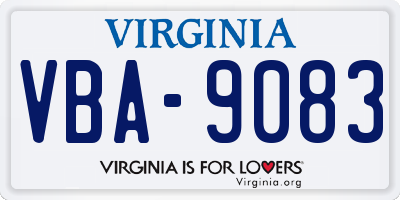 VA license plate VBA9083