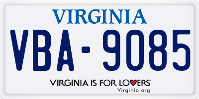 VA license plate VBA9085