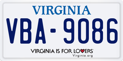 VA license plate VBA9086