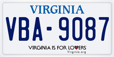 VA license plate VBA9087